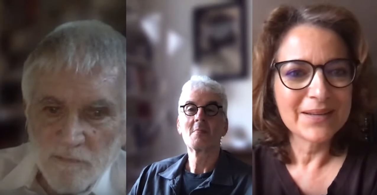 Screenshot from YouTube of Mike Davis, Joshua Clover, and Kathy Wallerstein