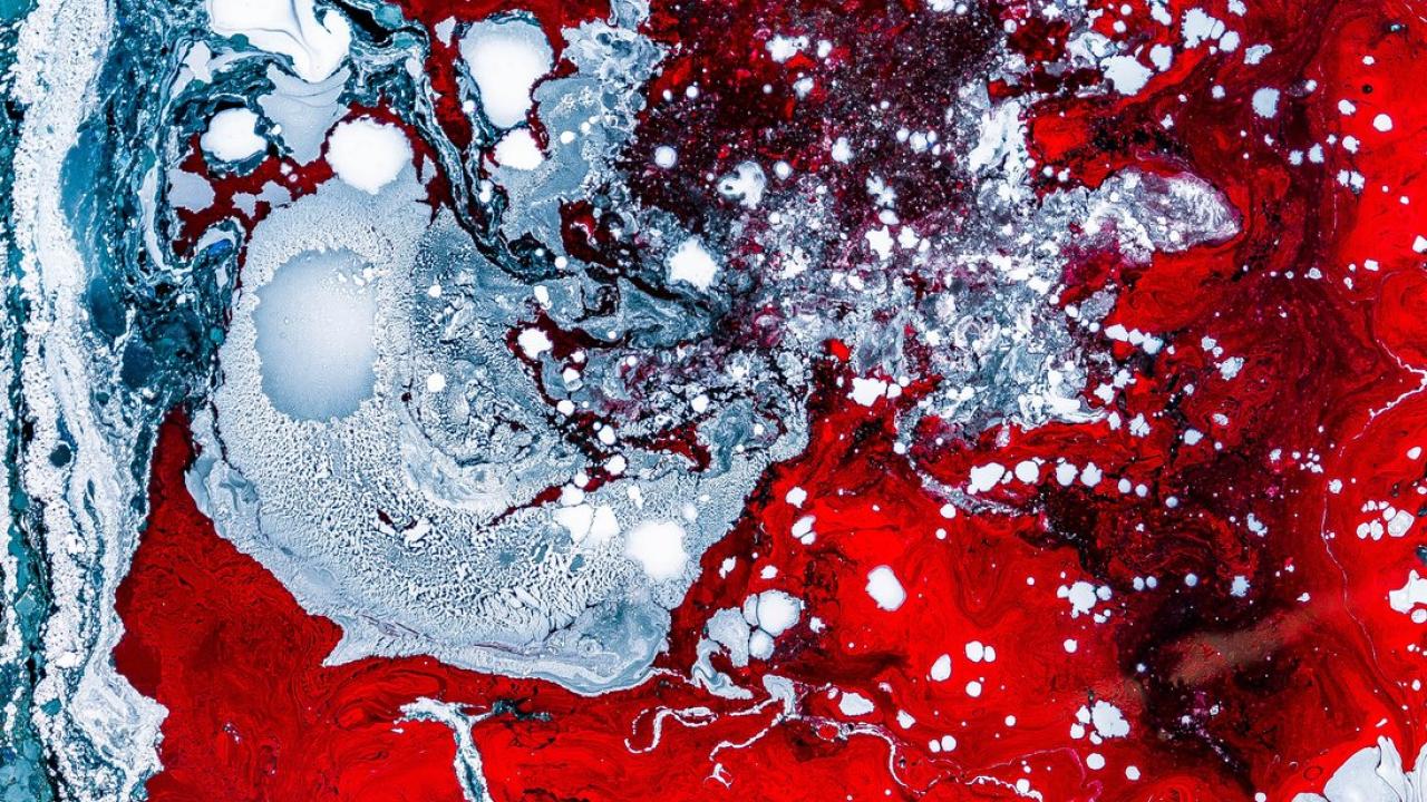 Image by Joel Filipe on Unsplash Abstract red and blue-gray paint splotches