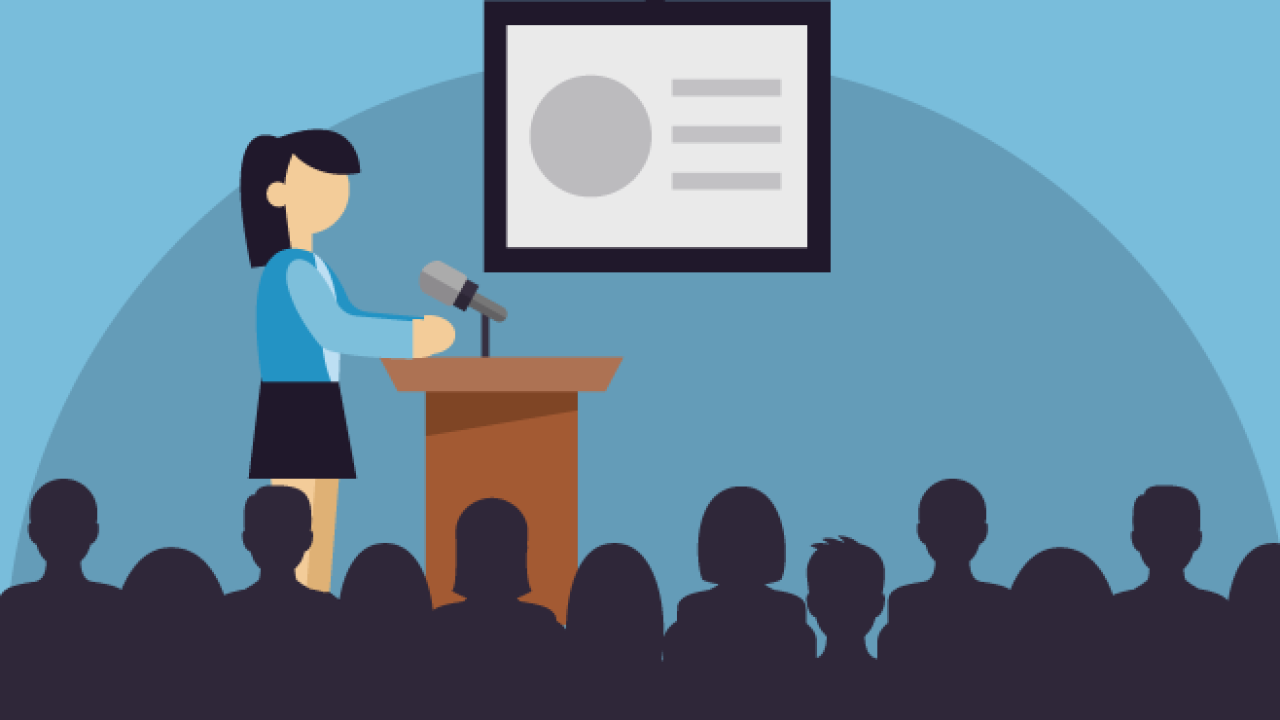presenter in front of audience