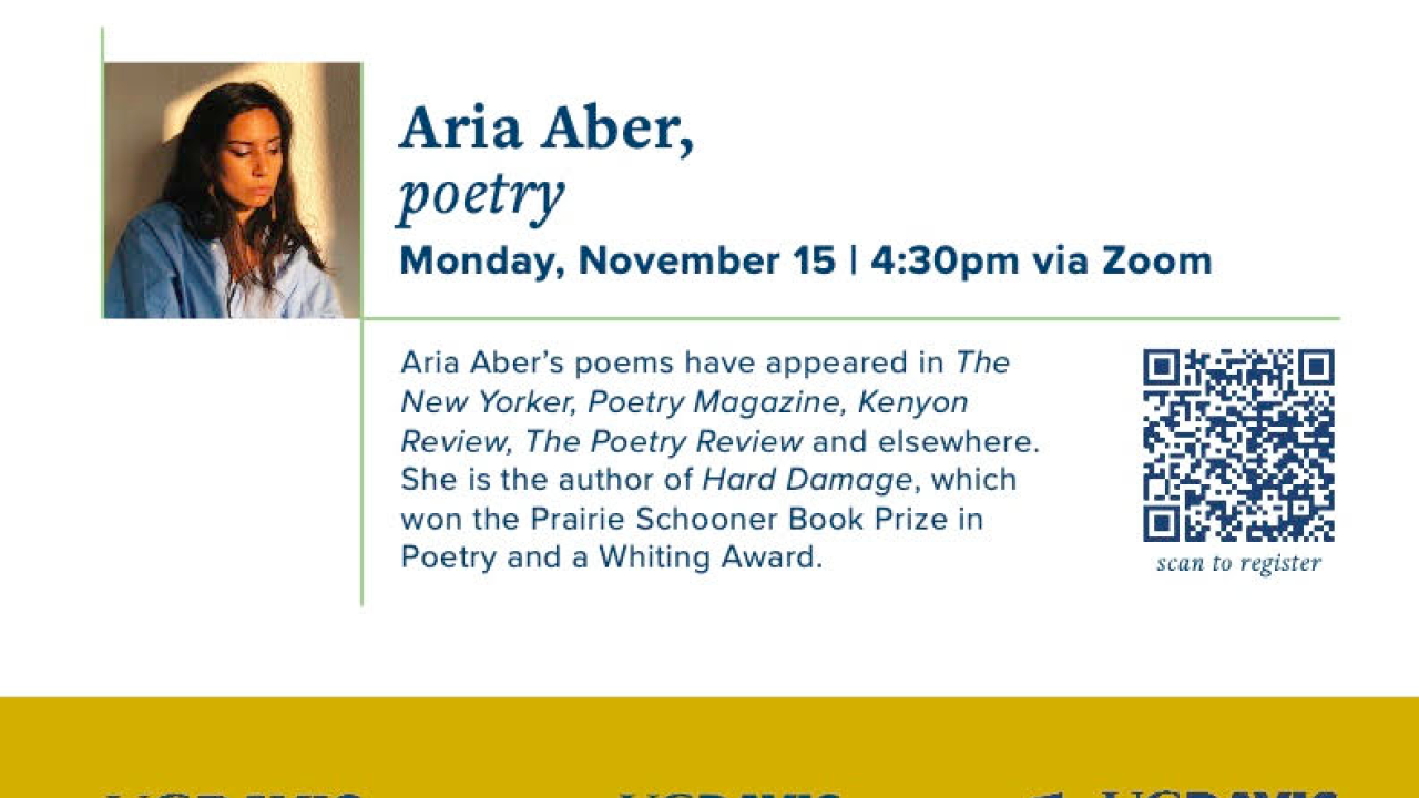 event flier for Aria Aber, poetry
