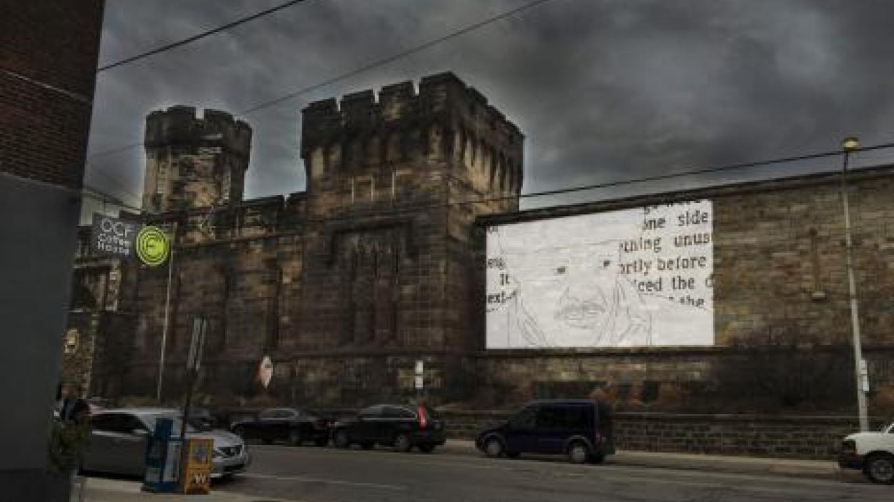 Pennsylvania State Correctional Institution with a still image from "Last Day of Freedom," directed by Dee Hibbert-Jones and Nomi Talisman. (Photo courtesy of Living Condition, LLC.)