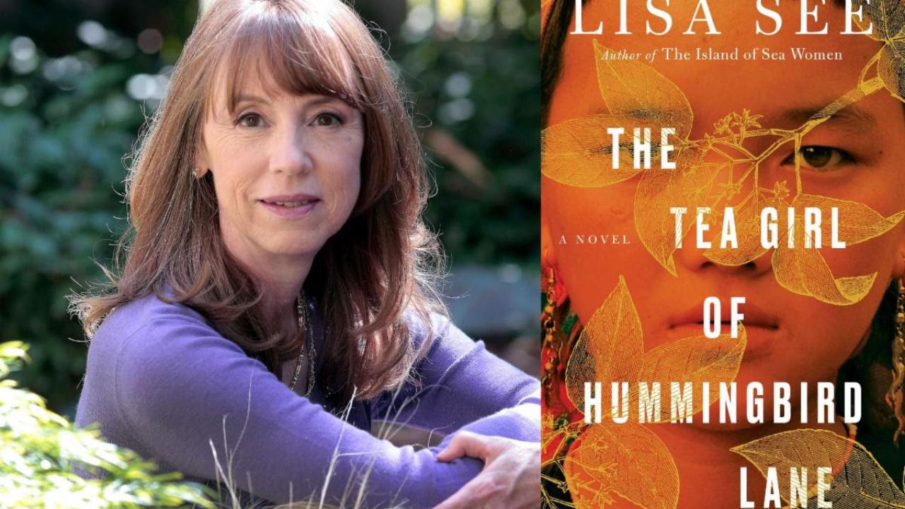 Photo of Lisa See and cover of her book, The Tea Girl of Hummingbird Lane