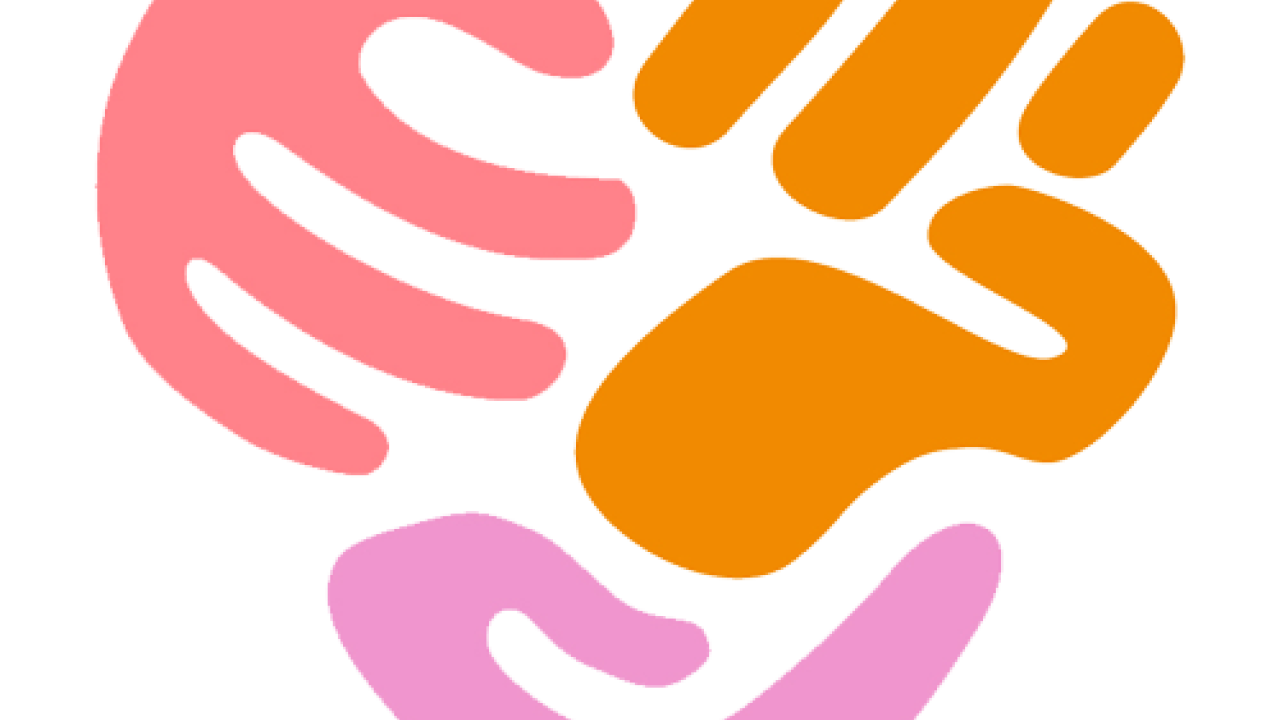a trio of cupped hands in a bubble graphic style