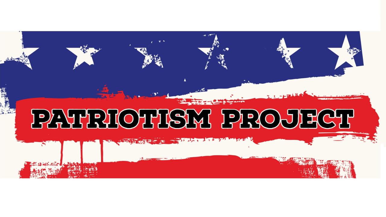 "Patriotism Project" written on Stars and Stripes background