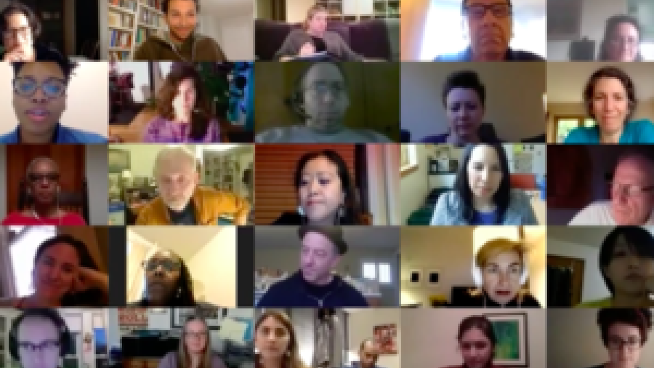 screenshot of lots of people on a zoom call